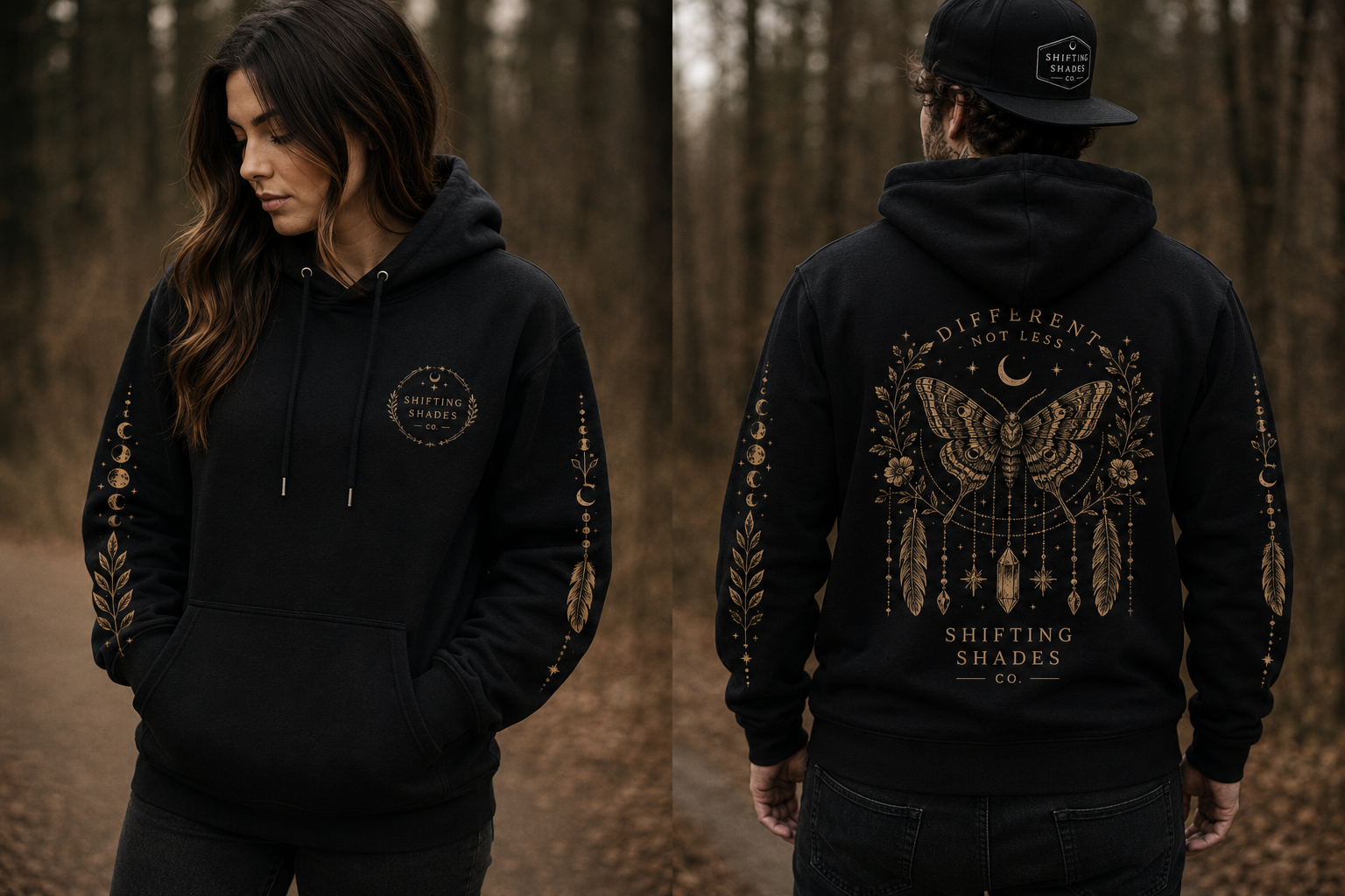 Moth Back Organic Side Pocket Hoodie