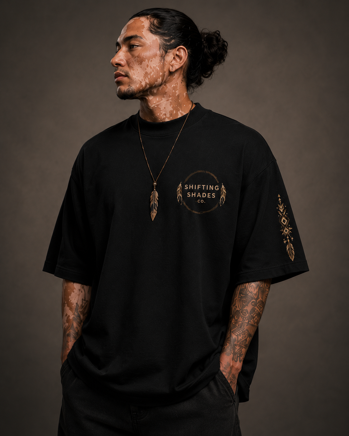 Eagle Spirit Oversized High Neck Tee | Shifting Shades Co.