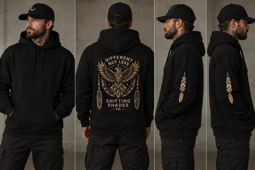 Different Not Less Eagle Hoodie — Vitiligo Awareness Apparel | Shifting Shades Co.