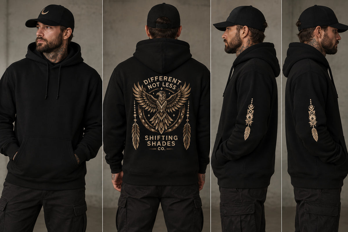 Different Not Less Eagle Hoodie — Vitiligo Awareness Apparel | Shifting Shades Co.