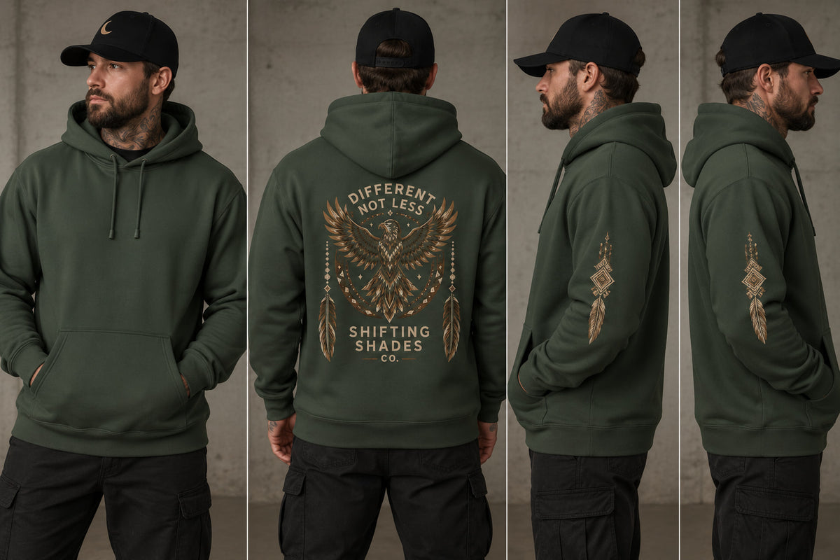 Different Not Less Eagle Hoodie — Vitiligo Awareness Apparel | Shifting Shades Co.