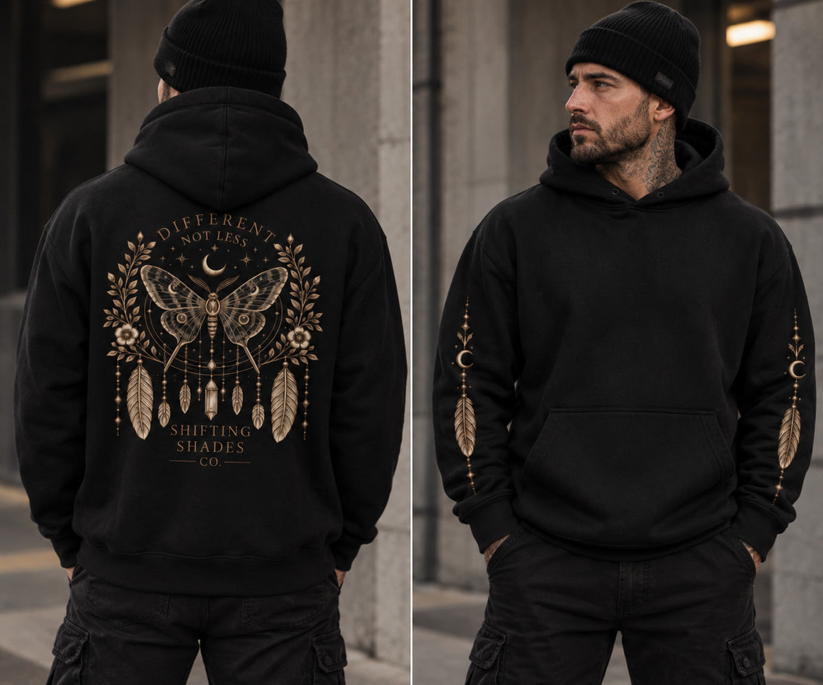 Moth Graphic Organic Hoodie — Skin Diversity Apparel | Shifting Shades Co.