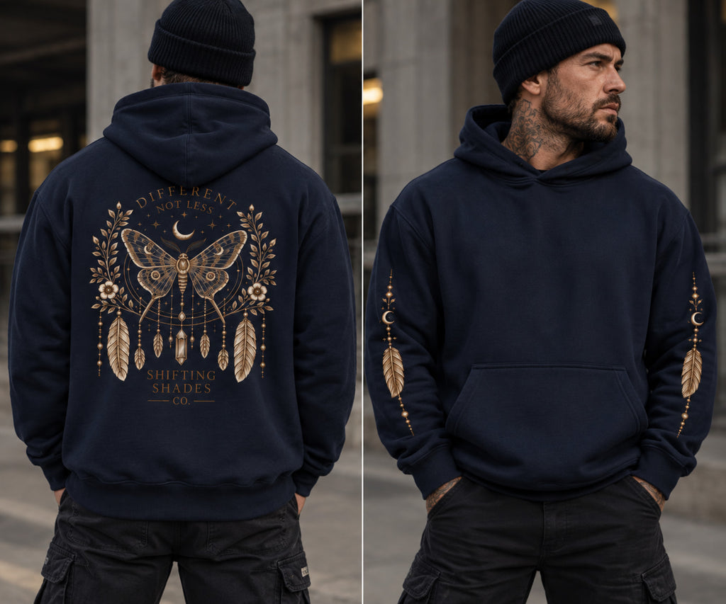 Moth Graphic Organic Hoodie — Skin Diversity Apparel | Shifting Shades Co.