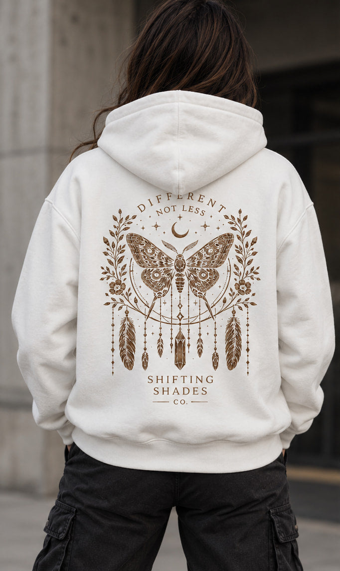 Moth Graphic Organic Hoodie — Skin Diversity Apparel | Shifting Shades Co.