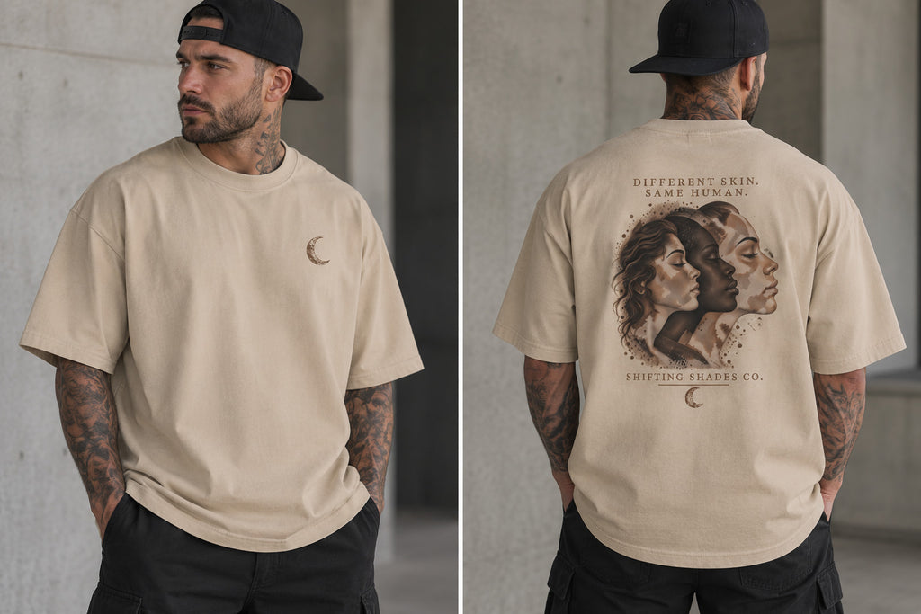 Different Skin Same Human Oversized Heavyweight Tee | Shifting Shades Co.