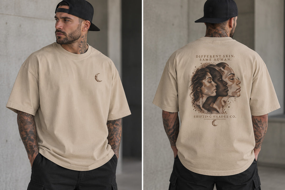 Different Skin Same Human Oversized Heavyweight Tee | Shifting Shades Co.