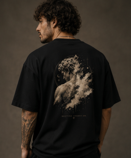 Unisex premium artistic oversized high neck t-shirt